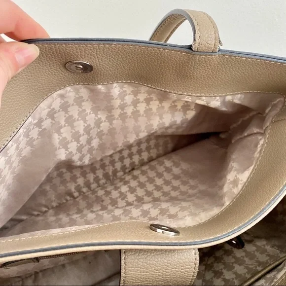 Karl Lagerfeld Dorine Leather Tote Bag Taupe/ Tan - Picture 11 of 12